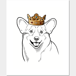 Pembroke Welsh Corgi Dog King Queen Wearing Crown Posters and Art